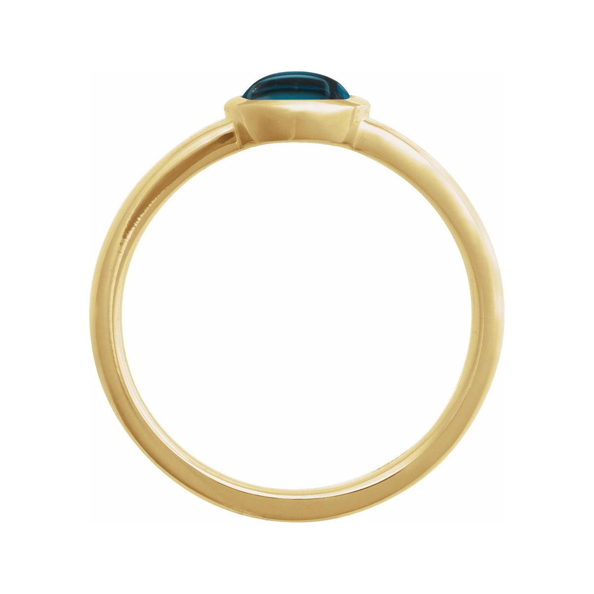 Sapphire Row Natural Gemstone Cabochon Bezel Cigar Ring - London Blue Topaz, 14K Yellow Gold (view 2)