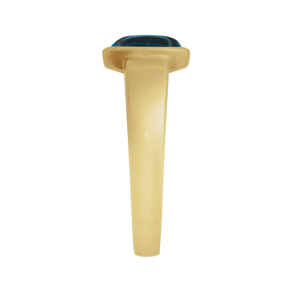 Sapphire Row Natural Gemstone Cabochon Bezel Cigar Ring - London Blue Topaz, 14K Yellow Gold (view 3)