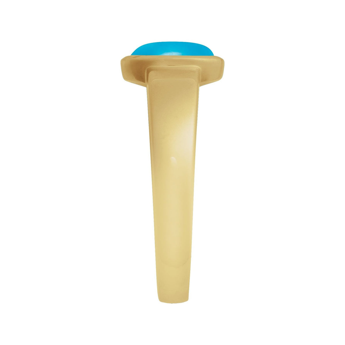 Sapphire Row Natural Gemstone Cabochon Bezel Cigar Ring - Turquoise, 14K Yellow Gold (view 3)