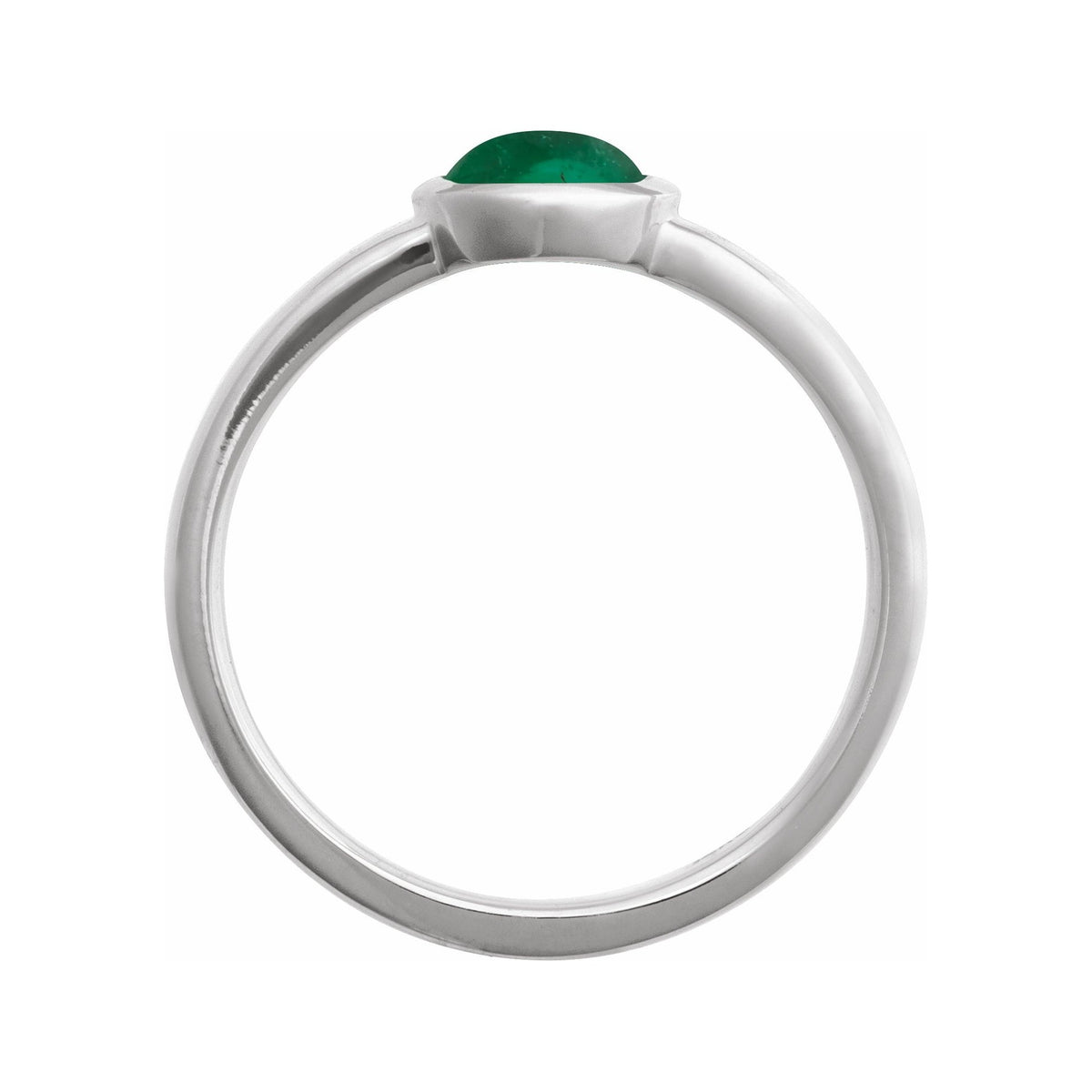 Sapphire Row Lab-Grown Gemstone Cabochon Bezel Cigar Ring - Emerald, 14K White Gold (view 2)