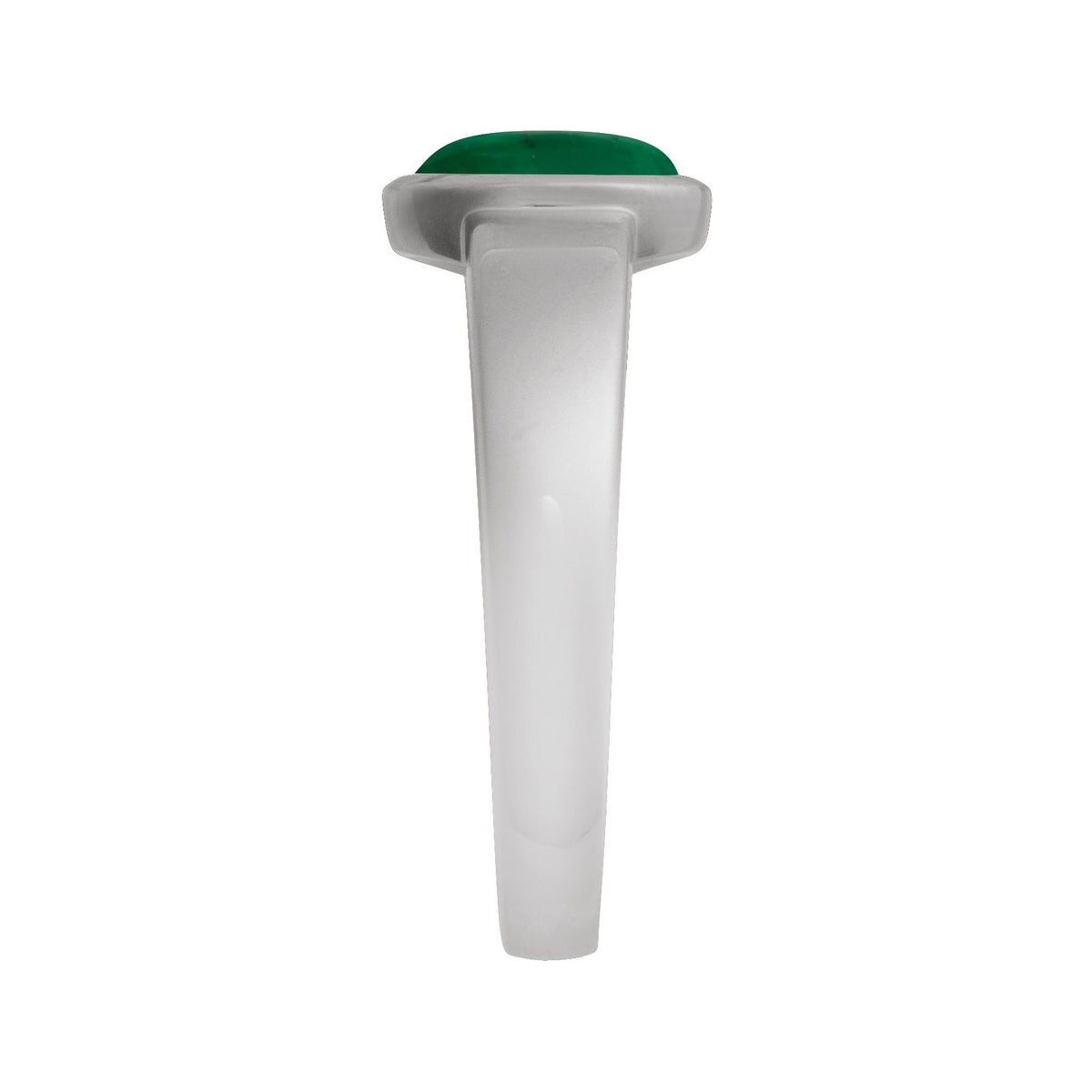 Sapphire Row Lab-Grown Gemstone Cabochon Bezel Cigar Ring - Emerald, 14K White Gold (view 3)
