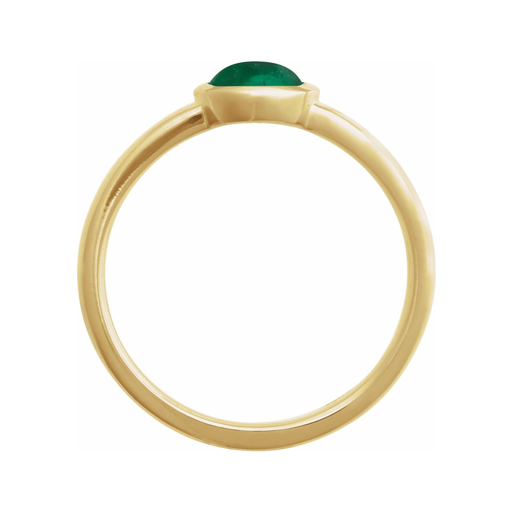 Sapphire Row Lab-Grown Gemstone Cabochon Bezel Cigar Ring - Emerald, 14K Yellow Gold (view 2)