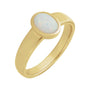 Sapphire Row Lab-Grown Gemstone Cabochon Bezel Cigar Ring - White Opal, 14K Yellow Gold
