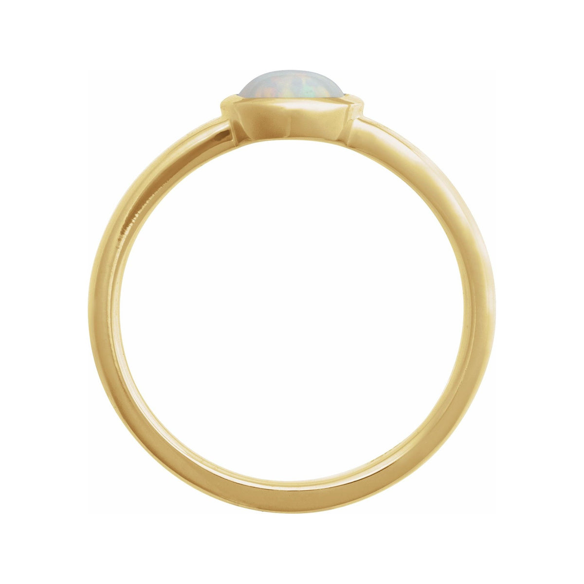 Sapphire Row Lab-Grown Gemstone Cabochon Bezel Cigar Ring - White Opal, 14K Yellow Gold (view 2)