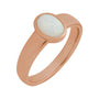 Sapphire Row Lab-Grown Gemstone Cabochon Bezel Cigar Ring - White Opal, 14K Rose Gold