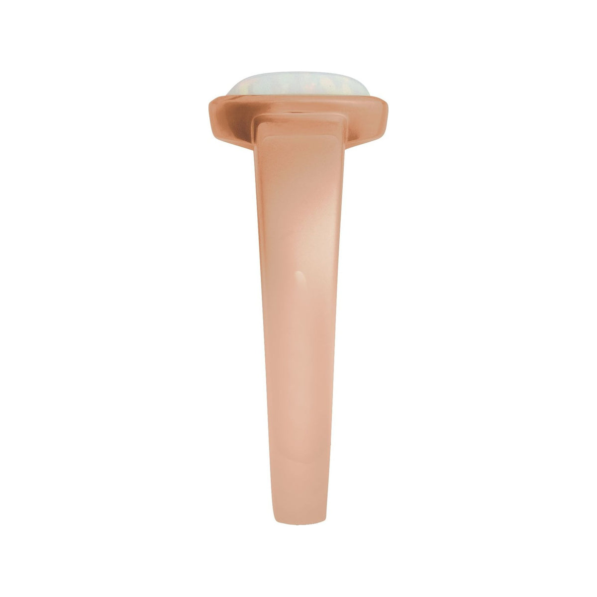 Sapphire Row Lab-Grown Gemstone Cabochon Bezel Cigar Ring - White Opal, 14K Rose Gold (view 3)