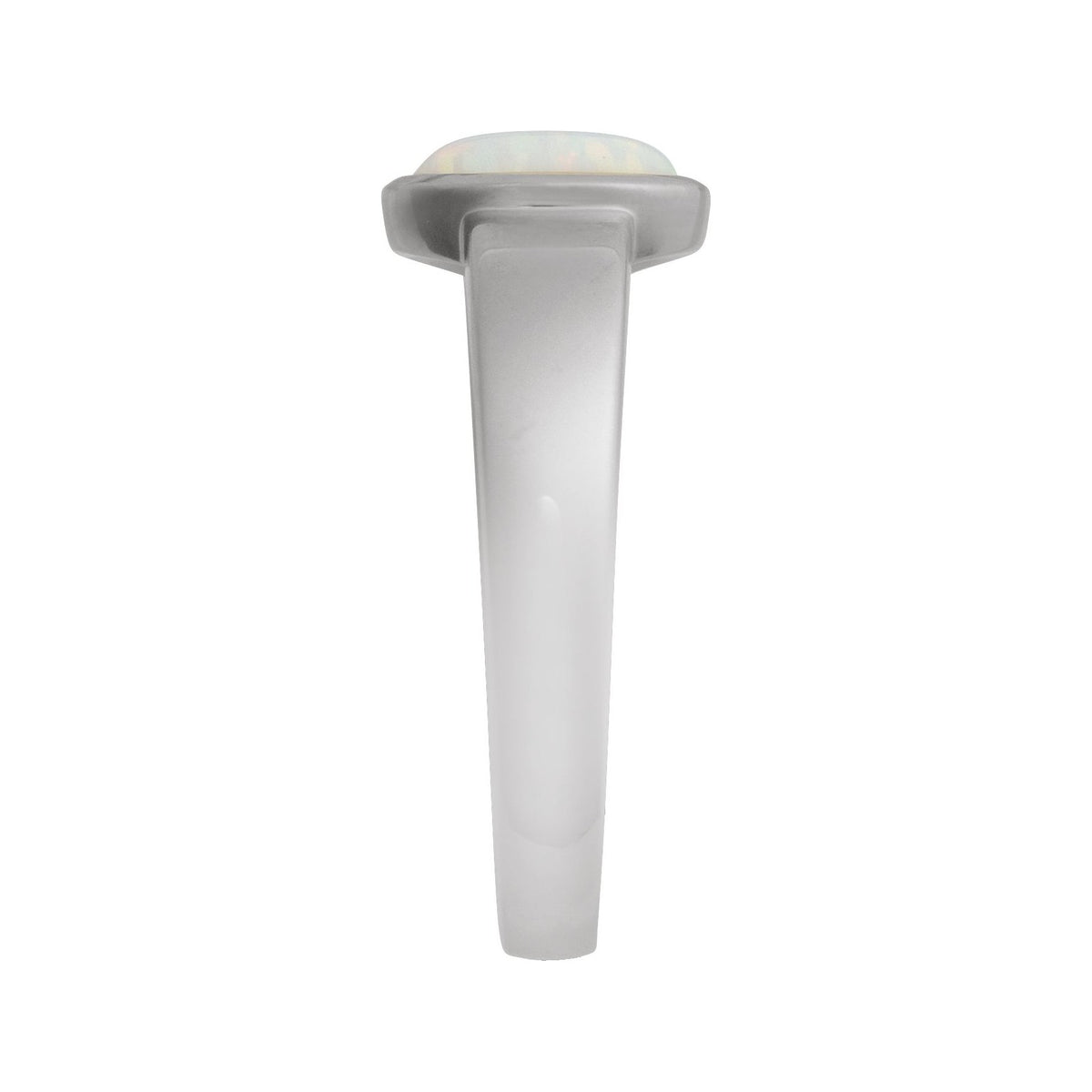 Sapphire Row Lab-Grown Gemstone Cabochon Bezel Cigar Ring - White Opal, Platinum (view 3)