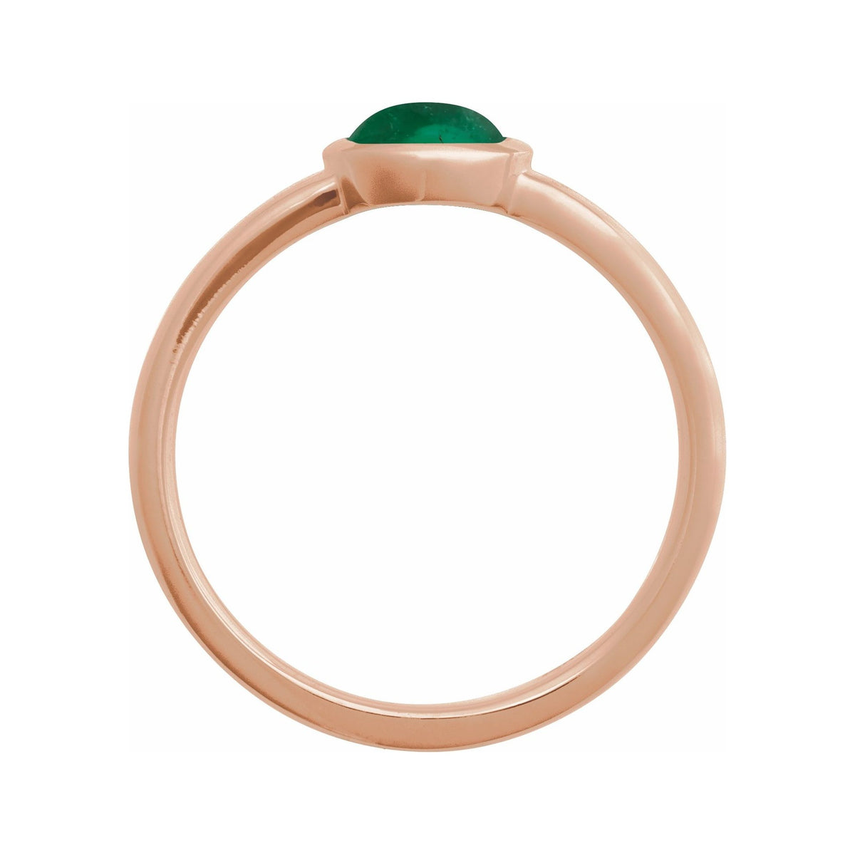Sapphire Row Lab-Grown Gemstone Cabochon Bezel Cigar Ring - Emerald, 14K Rose Gold (view 2)