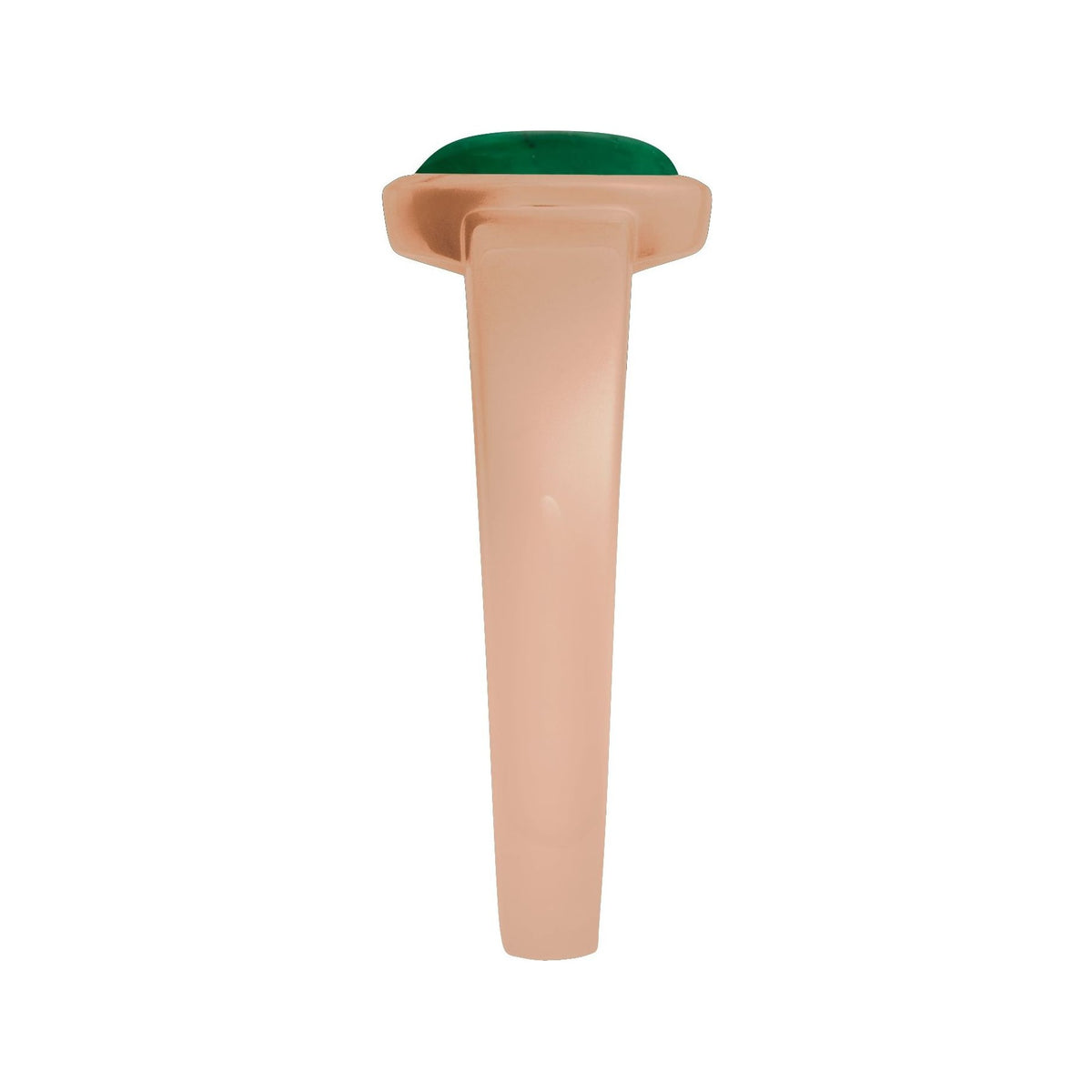 Sapphire Row Lab-Grown Gemstone Cabochon Bezel Cigar Ring - Emerald, 14K Rose Gold (view 3)
