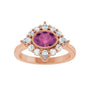 Sapphire Row Natural Gemstone Starburst Halo Ring - Pink Tourmaline, 14K Rose Gold (view 3)