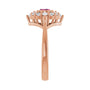 Sapphire Row Natural Gemstone Starburst Halo Ring - Pink Tourmaline, 14K Rose Gold (view 4)