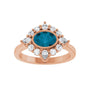 Sapphire Row Natural Gemstone Starburst Halo Ring - London Blue Topaz, 14K Rose Gold (view 3)