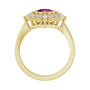Sapphire Row Natural Gemstone Starburst Halo Ring - Pink Tourmaline, 14K Yellow Gold (view 2)