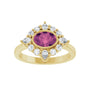Sapphire Row Natural Gemstone Starburst Halo Ring - Pink Tourmaline, 14K Yellow Gold (view 3)