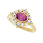 Sapphire Row Natural Gemstone Starburst Halo Ring - Pink Tourmaline, 14K Yellow Gold (view 5)