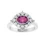 Sapphire Row Natural Gemstone Starburst Halo Ring - Pink Tourmaline, Platinum (view 3)