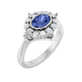 Sapphire Row Natural Gemstone Starburst Halo Ring - Tanzanite, 14K White Gold