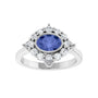 Sapphire Row Natural Gemstone Starburst Halo Ring - Tanzanite, 14K White Gold (view 3)