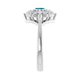 Sapphire Row Natural Gemstone Starburst Halo Ring - London Blue Topaz, 14K White Gold (view 4)