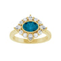 Sapphire Row Natural Gemstone Starburst Halo Ring - London Blue Topaz, 14K Yellow Gold (view 3)