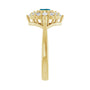 Sapphire Row Natural Gemstone Starburst Halo Ring - London Blue Topaz, 14K Yellow Gold (view 4)