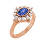 Sapphire Row Natural Gemstone Starburst Halo Ring - Tanzanite, 14K Rose Gold