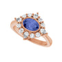 Sapphire Row Natural Gemstone Starburst Halo Ring - Tanzanite, 14K Rose Gold (view 5)