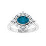 Sapphire Row Natural Gemstone Starburst Halo Ring - London Blue Topaz, Platinum (view 3)