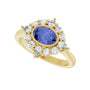 Sapphire Row Natural Gemstone Starburst Halo Ring - Tanzanite, 14K Yellow Gold (view 5)