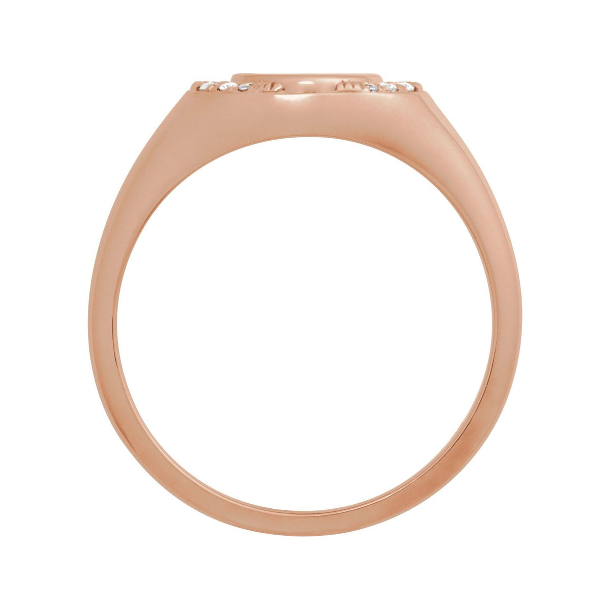 Sapphire Row Engravable Natural Diamond Accented Signet Ring - 14K Rose Gold (view 2)