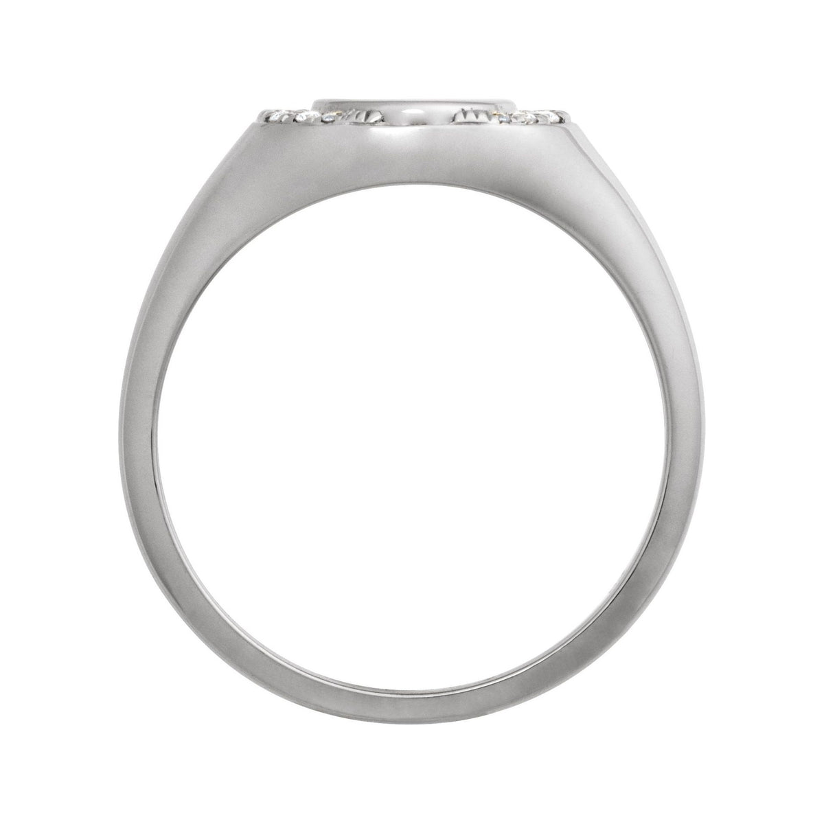 Sapphire Row Engravable Natural Diamond Accented Signet Ring - 14K White Gold (view 2)
