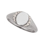 Sapphire Row Engravable Natural Diamond Accented Signet Ring - 14K White Gold (view 4)