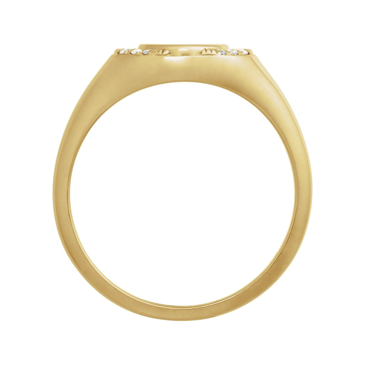 Sapphire Row Engravable Natural Diamond Accented Signet Ring - 14K Yellow Gold (view 2)