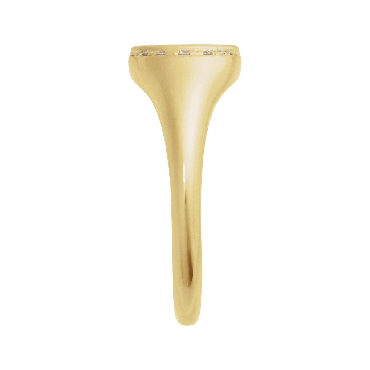Sapphire Row Engravable Natural Diamond Accented Signet Ring - 14K Yellow Gold (view 3)