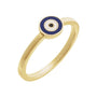 Sapphire Row Gold Enamel Evil Eye Stackable Ring - 14K Yellow Gold