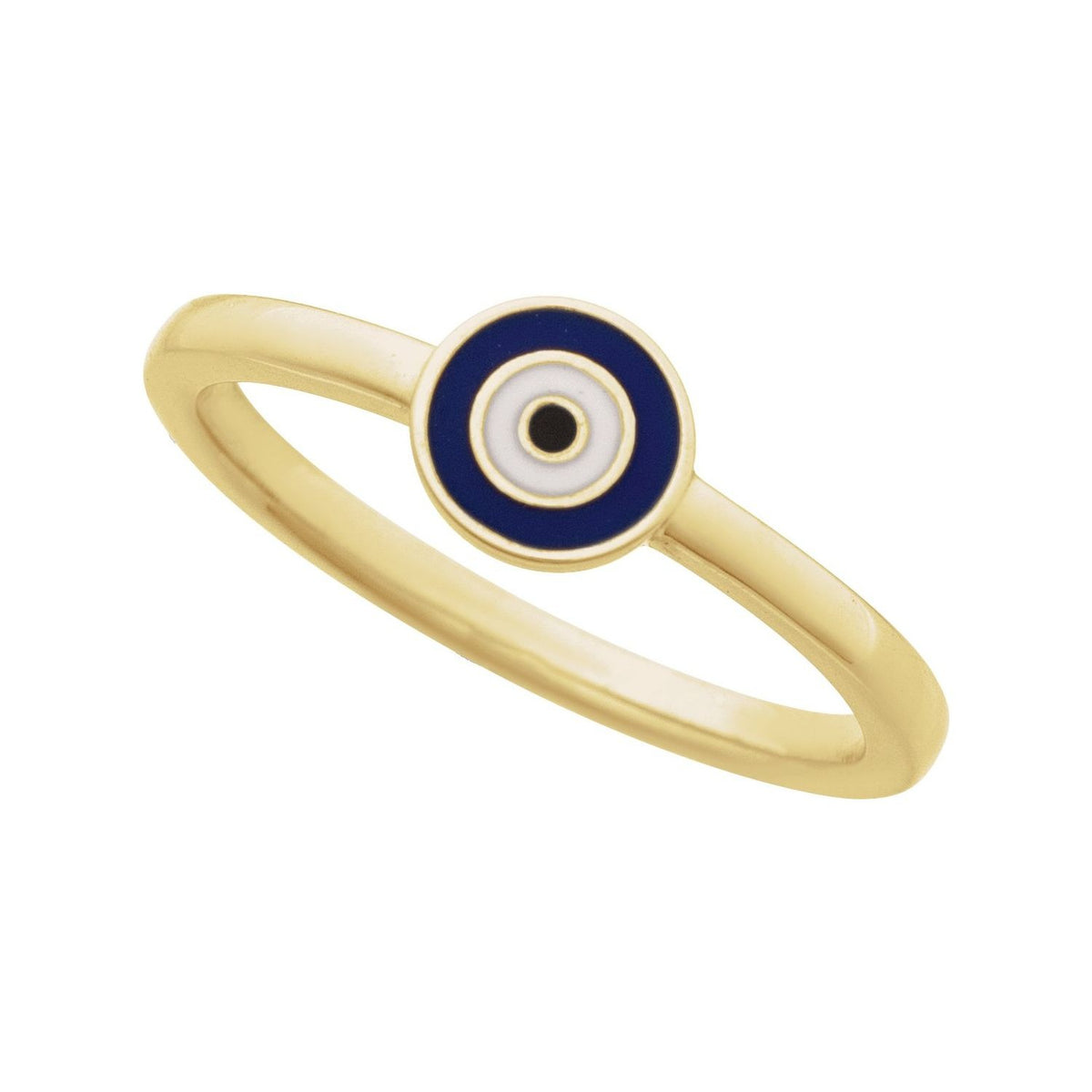 Sapphire Row Gold Enamel Evil Eye Stackable Ring - 14K Yellow Gold (view 4)