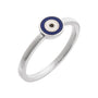 Sapphire Row Gold Enamel Evil Eye Stackable Ring - 14K White Gold