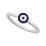 Sapphire Row Gold Enamel Evil Eye Stackable Ring - 14K White Gold (view 4)