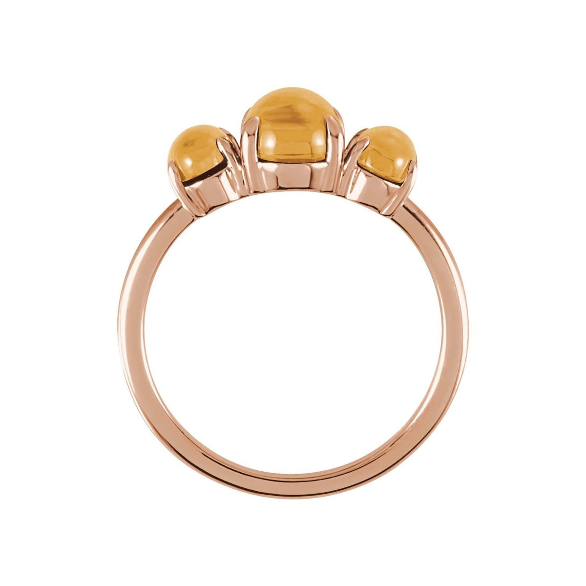 Sapphire Row Natural Gemstone Cabochon Trio Ring - Citrine, 14K Rose Gold (view 2)