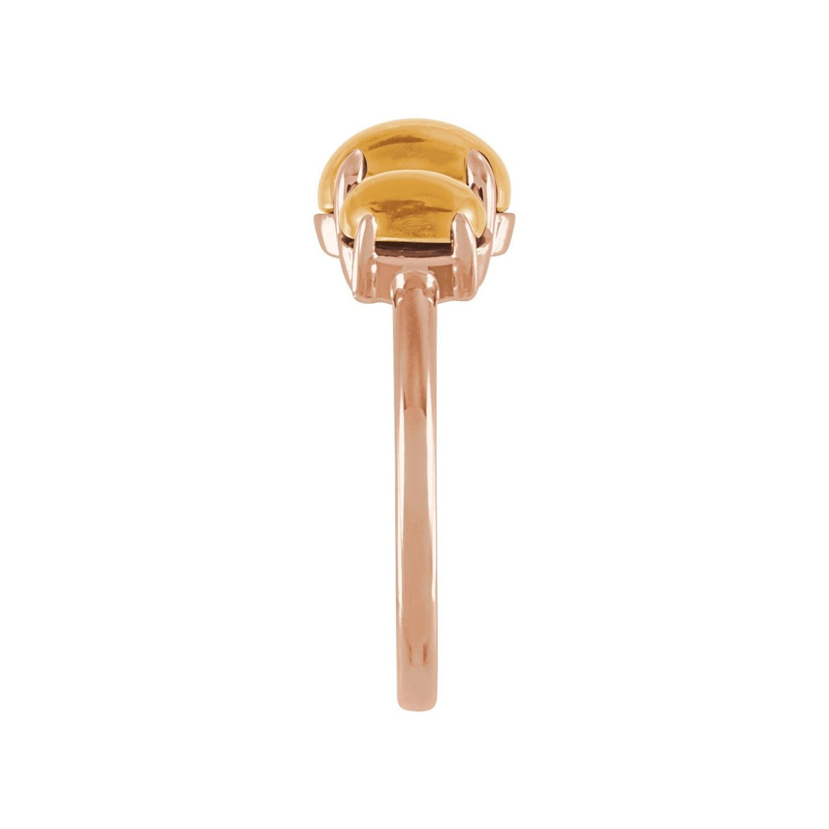 Sapphire Row Natural Gemstone Cabochon Trio Ring - Citrine, 14K Rose Gold (view 3)