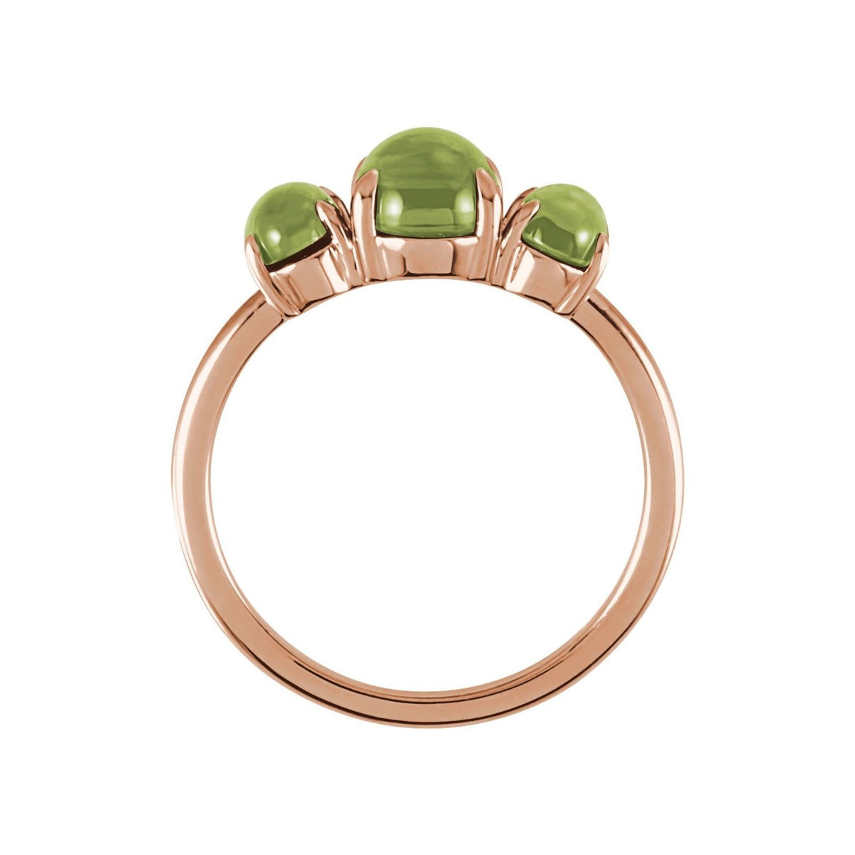 Sapphire Row Natural Gemstone Cabochon Trio Ring - Peridot, 14K Rose Gold (view 2)