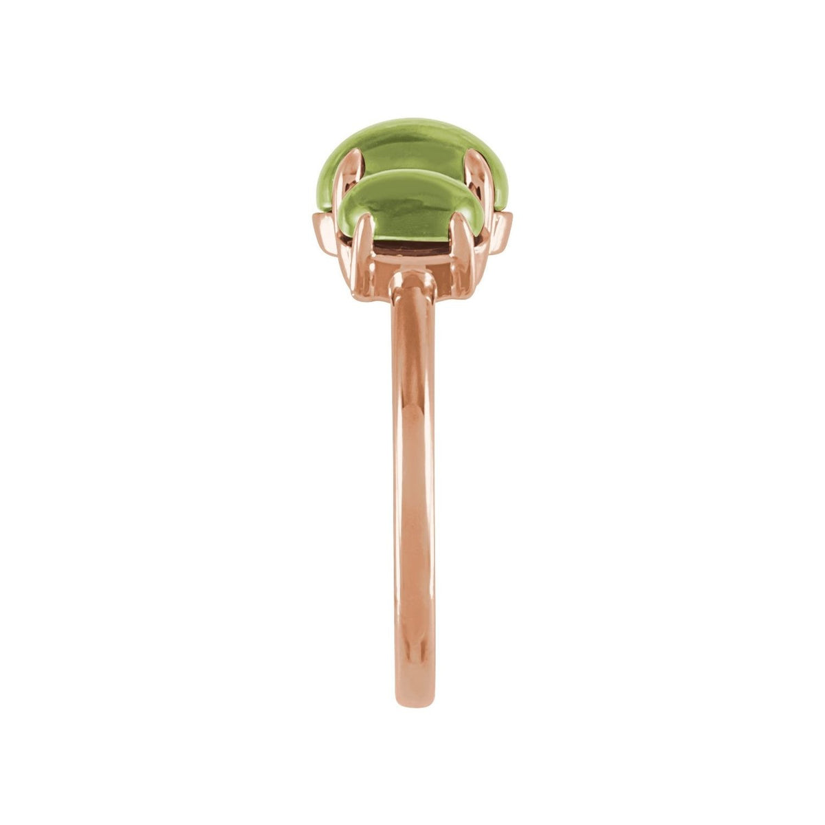 Sapphire Row Natural Gemstone Cabochon Trio Ring - Peridot, 14K Rose Gold (view 3)