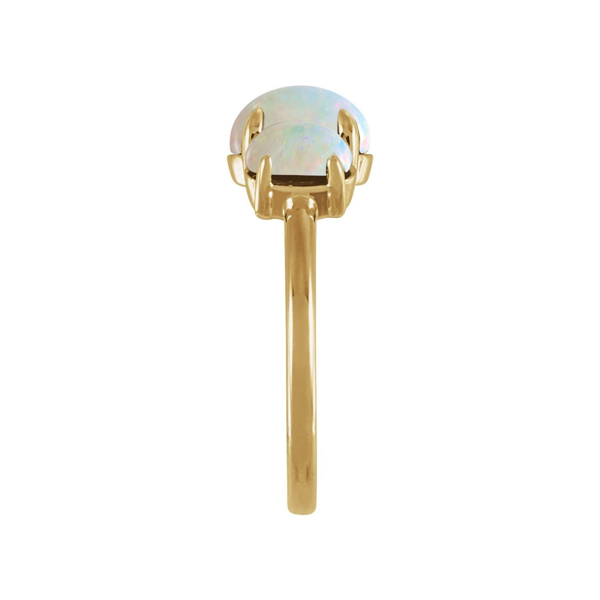 Sapphire Row Natural Gemstone Cabochon Trio Ring - Ethiopian Opal, 14K Yellow Gold (view 3)