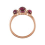 Sapphire Row Natural Gemstone Cabochon Trio Ring - Rhodolite Garnet, 14K Rose Gold (view 2)