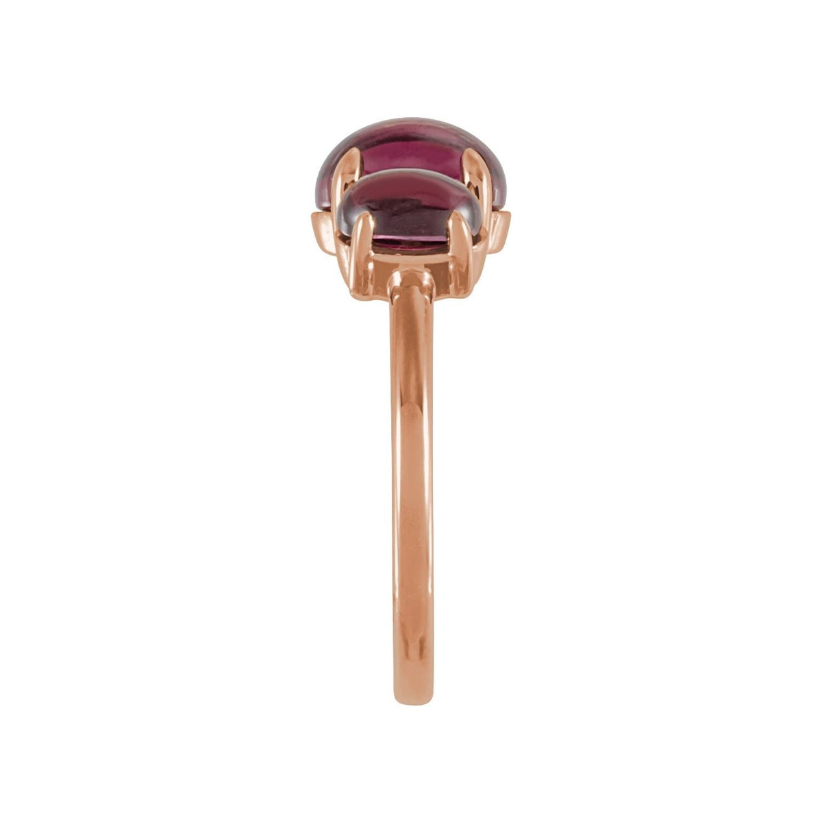 Sapphire Row Natural Gemstone Cabochon Trio Ring - Rhodolite Garnet, 14K Rose Gold (view 3)