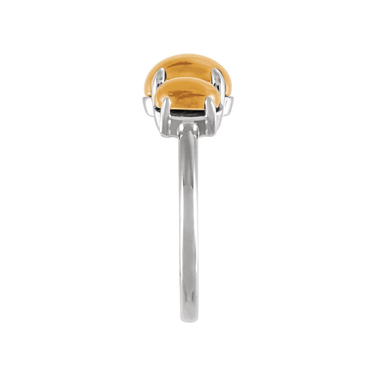 Sapphire Row Natural Gemstone Cabochon Trio Ring - Citrine, 14K White Gold (view 3)