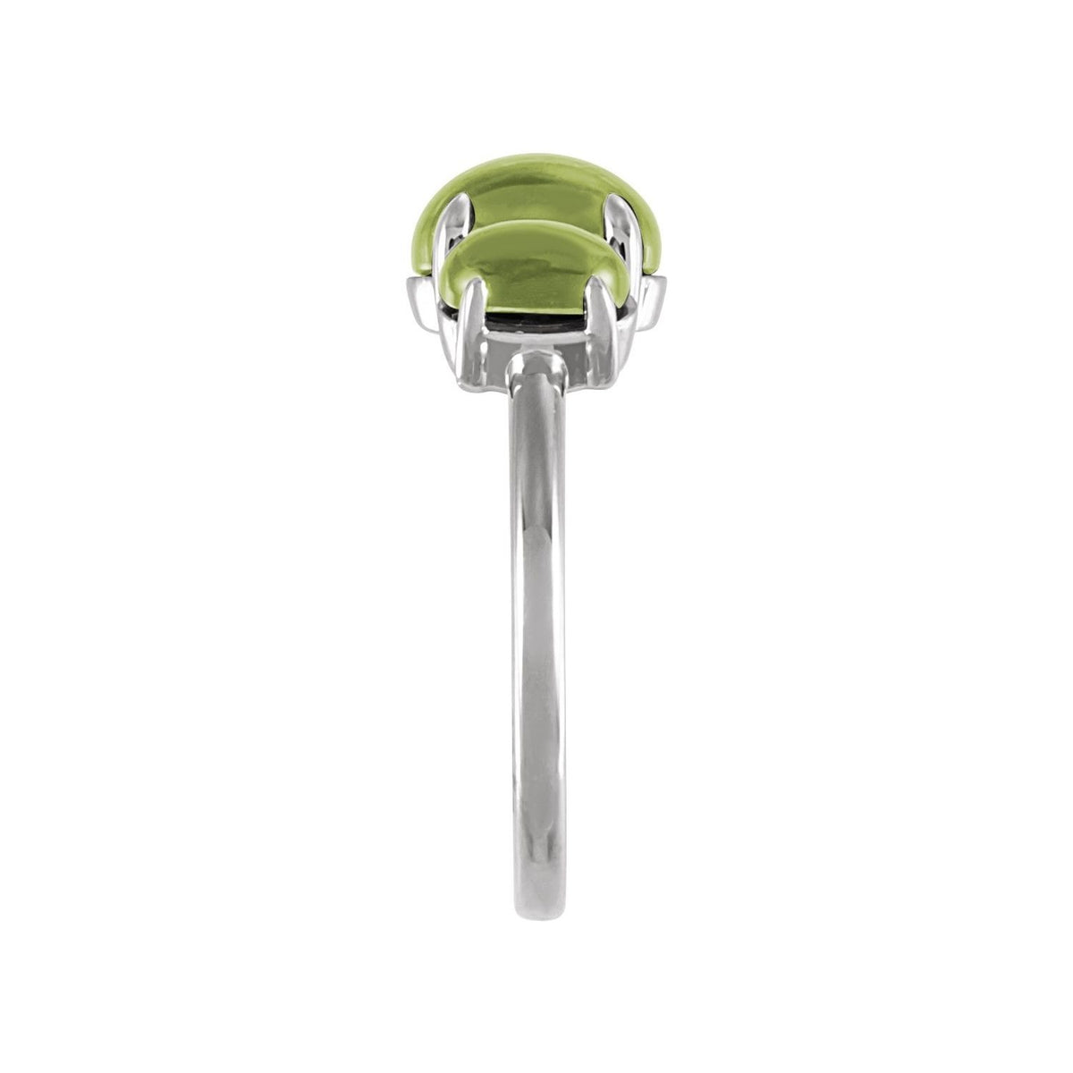 Sapphire Row Natural Gemstone Cabochon Trio Ring - Peridot, 14K White Gold (view 3)