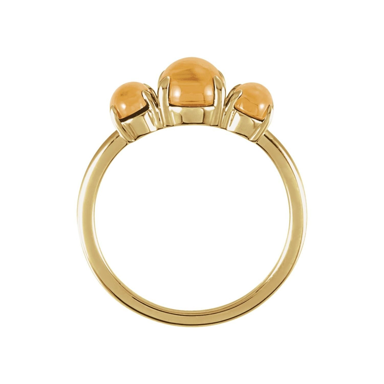 Sapphire Row Natural Gemstone Cabochon Trio Ring - Citrine, 14K Yellow Gold (view 2)