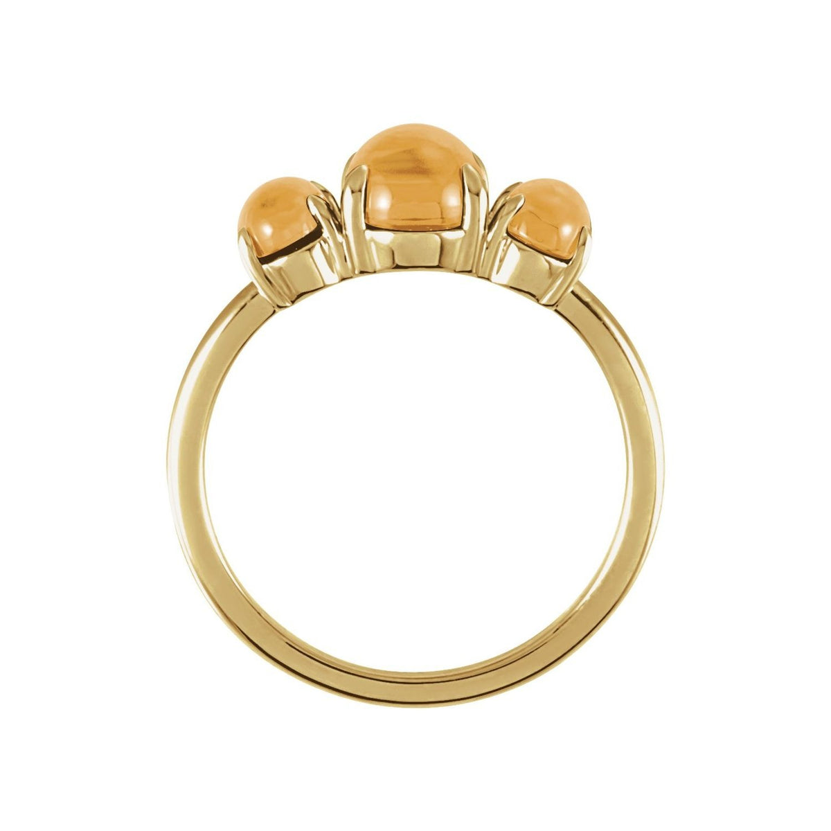 Sapphire Row Natural Gemstone Cabochon Trio Ring - Citrine, 14K Yellow Gold (view 2)