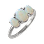 Sapphire Row Natural Gemstone Cabochon Trio Ring - Ethiopian Opal, Platinum